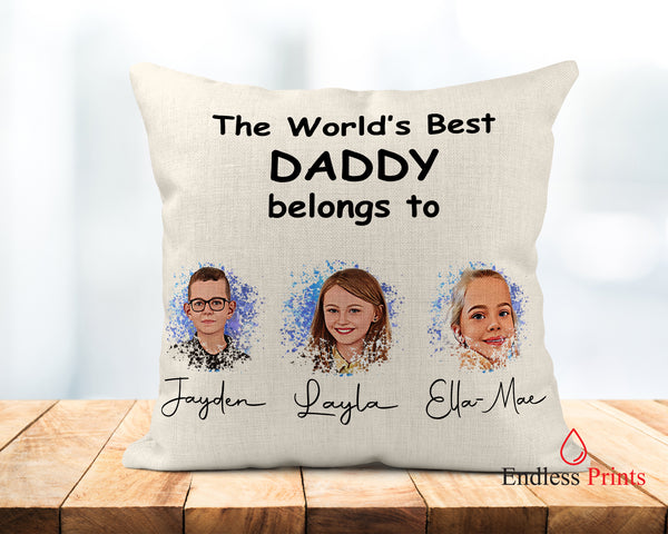 Personalised best daddy belongs to cushion - father's day gift