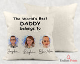 Personalised best daddy belongs to cushion - father's day gift