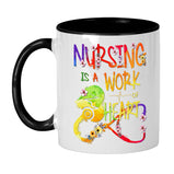 nursing is a work of heart mug for nurses and nursing students