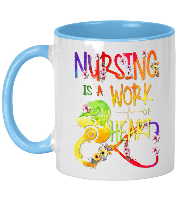 nursing is a work of heart mug for nurses and nursing students