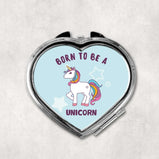 Born to be a Unicorn Heart Pocket Compact Mirror:Compact MirrorEndlessPrintsUK