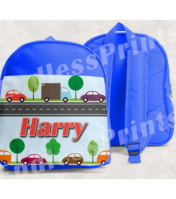 Cars Transport School Backpack - Personalised:BackpackEndlessPrintsUK