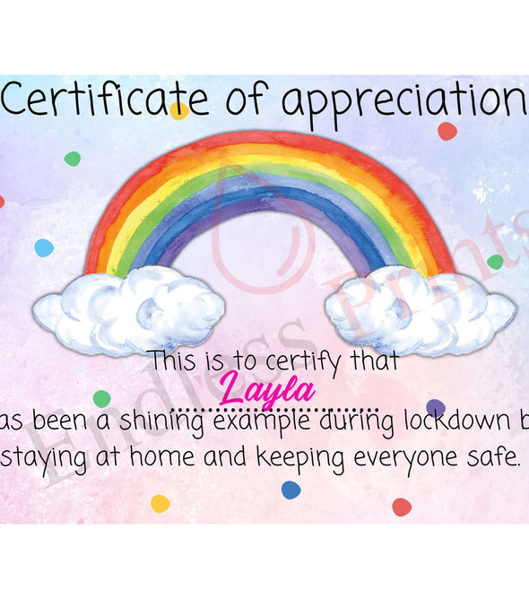 Children’s Personalised Lockdown  Certificate:PosterEndlessPrintsUK