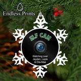 personalised elf cam xmas tree baubles snowflake