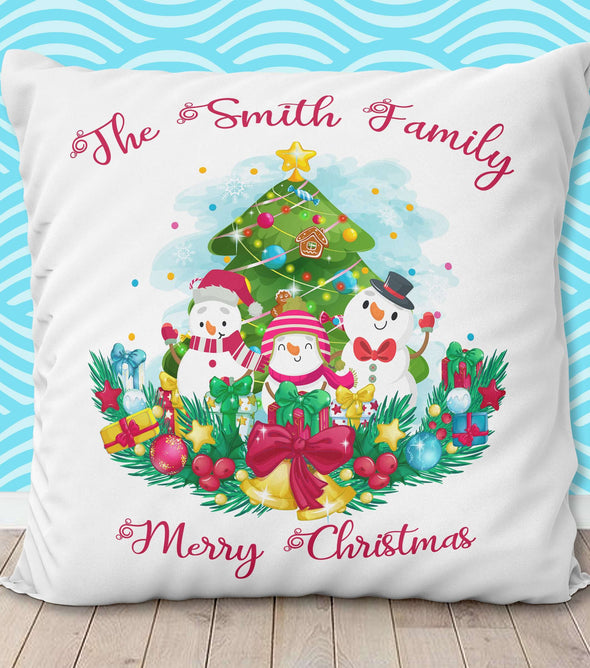 Family Snowman Christmas Cushion:Cushion
