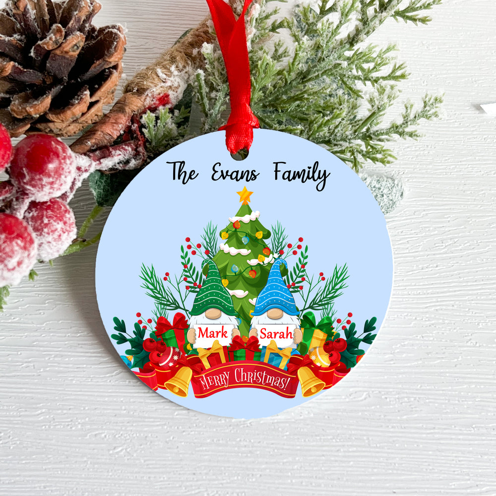 Personalised Aluminium Gnomes Christmas Tree Decoration
