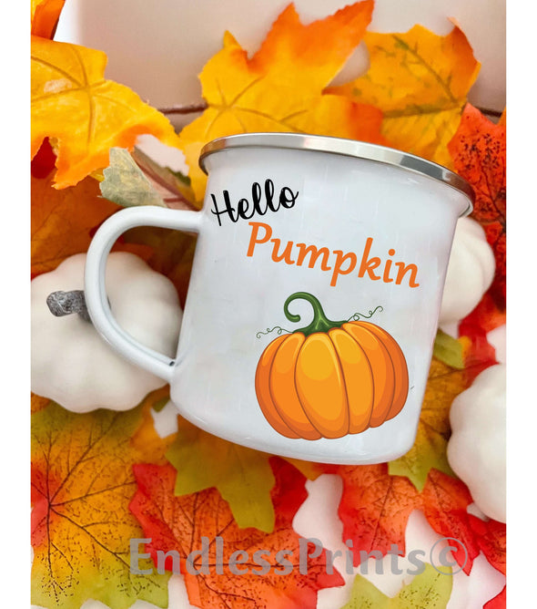 Hello Pumpkin Enamel Mug:EndlessPrintsUK