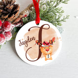 personalised reindeer with name christmas xmas tree decoration bauble