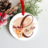 personalised reindeer with name christmas xmas tree decoration bauble