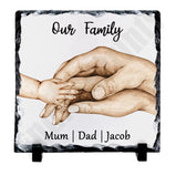 personalised our family hand in hand father's day rock slate