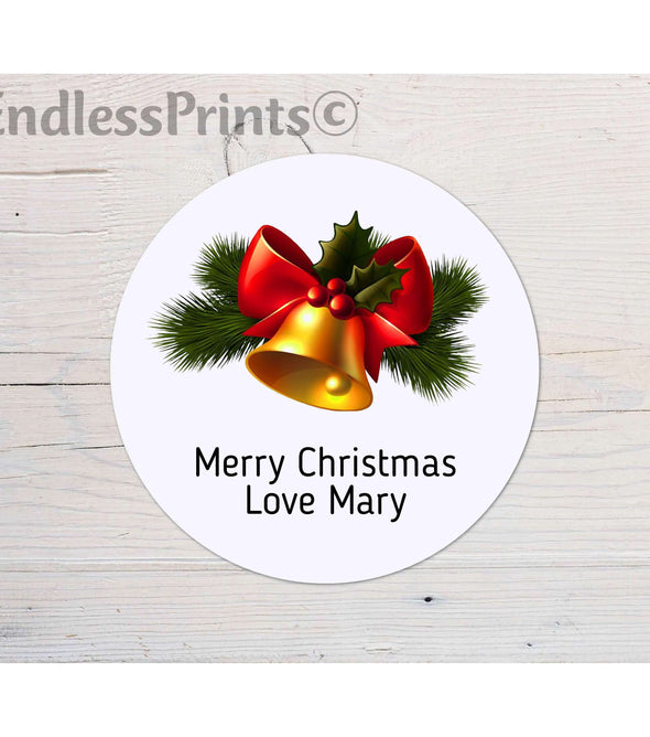Personalised Christmas Bell Gift Tag Stickers:Gift Tags & LabelsEndlessPrintsUK