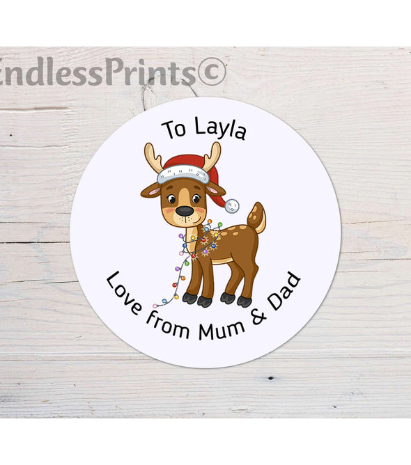 Personalised Christmas Reindeer Gift Tag Stickers:Gift Tags & LabelsEndlessPrintsUK