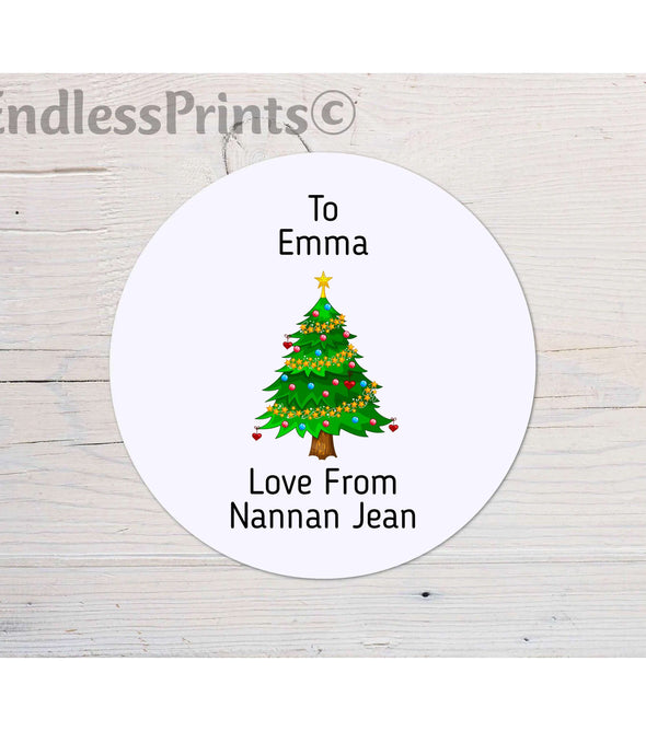 Personalised Christmas Tree Gift Tag Stickers:Gift Tags & LabelsEndlessPrintsUK