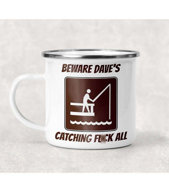 Personalised Fishing Mug - Catching F**k All:Enamel MugsEndlessPrintsUK
