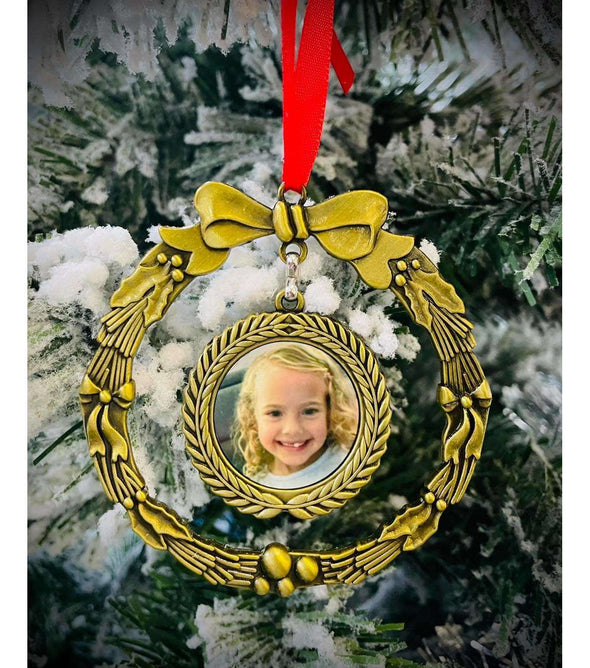 Personalised Gold Wreath Christmas Tree Decoration:EndlessPrintsUK