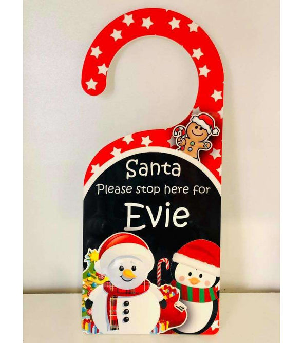 Personalised Santa Stop Here door Hanger Sign:Door HangerEndlessPrintsUK