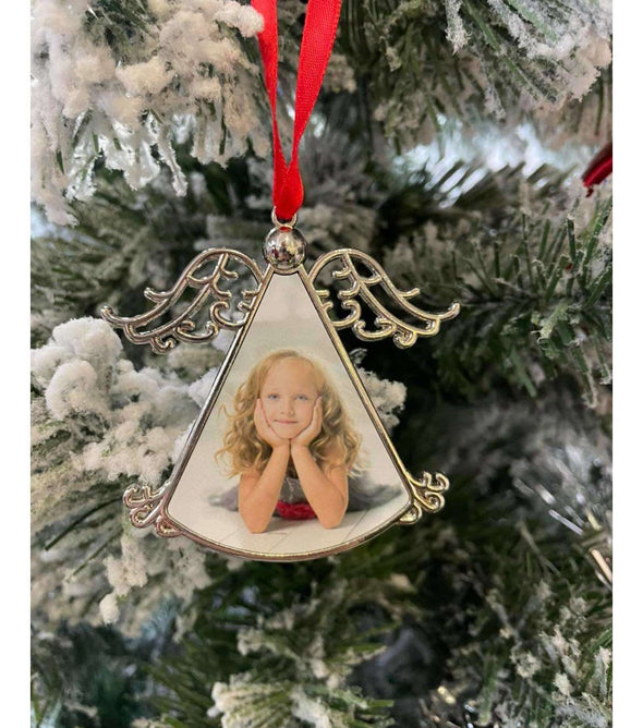 Personalised Silver Angel Christmas Tree Decoration:EndlessPrintsUK
