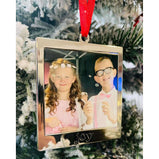 Personalised Silver Love / Joy  Frame Christmas Tree Decoration: