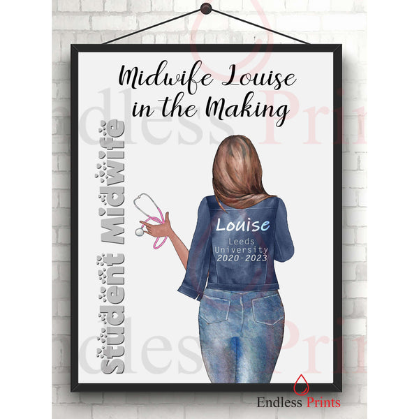 Personalised Student Midwife / Nurse Poster:Personalised PrintEndlessPrintsUK