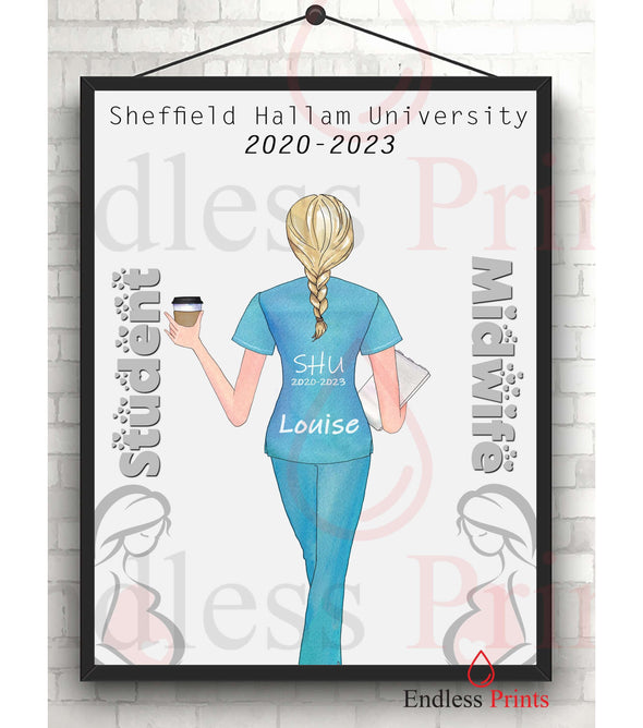 Personalised Student Midwife Poster Print:Personalised PrintEndlessPrintsUK