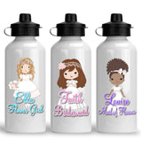 Personalised wedding day bridesmaid flower girl maid of honour water bottle:water bottleEndlessPrintsUK