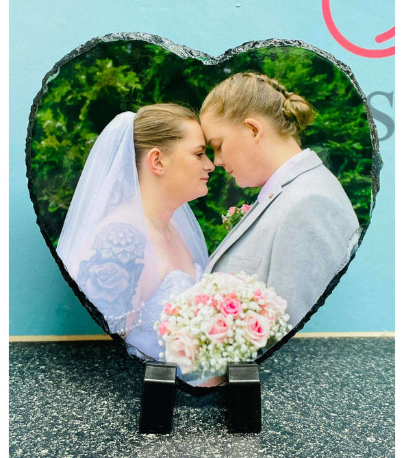 Photo Rock Slate 20 x 20 cm Love Heart:SlateEndlessPrintsUK