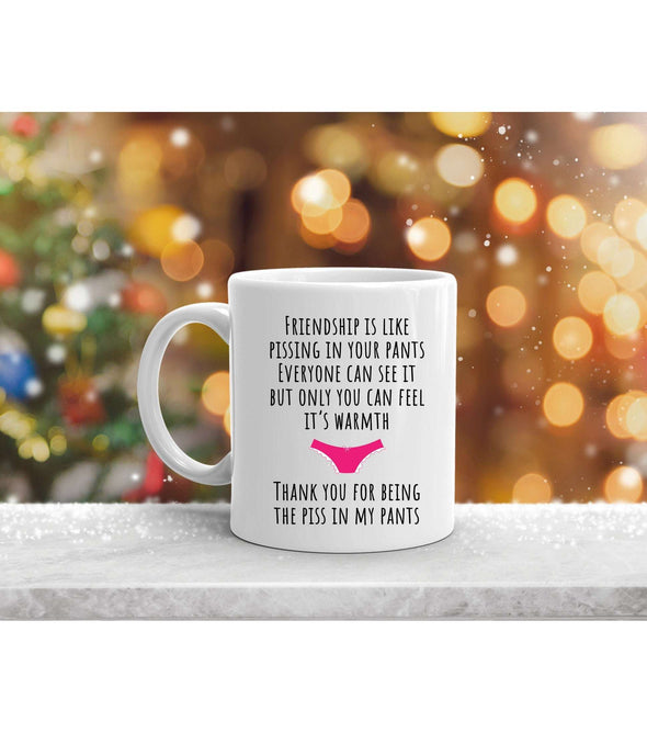 Friendship Is Like Pissing Your Pants Gift Funny Mug Funny Gift Christmas Novelty Gift:MugEndlessPrintsUK