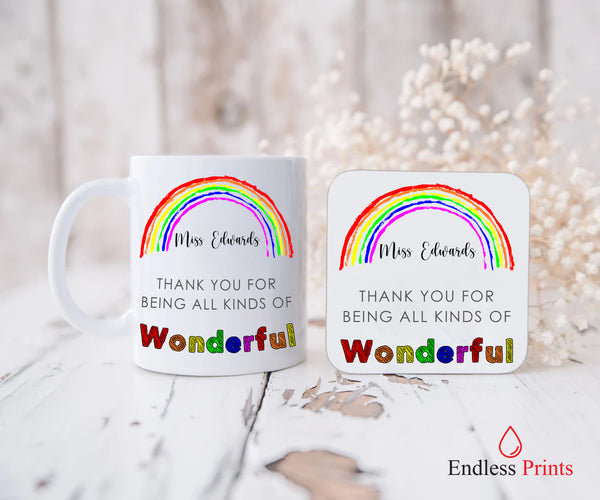 personalised teacher gift mug coaster set leaving end of term gift