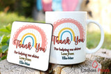 personalised teacher end of term leaving school gift mug and coaster set