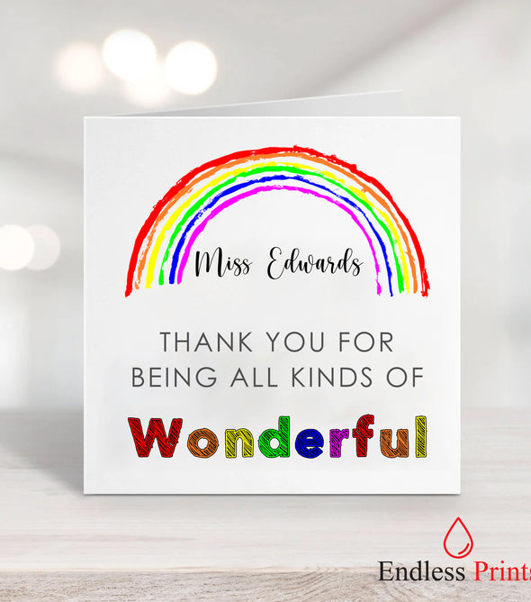 personalised teacher end of school term greeting card