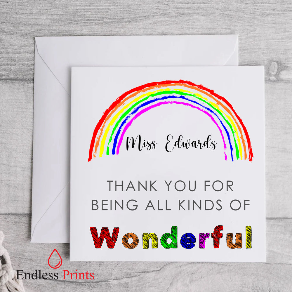 personalised teacher end of school term greeting card