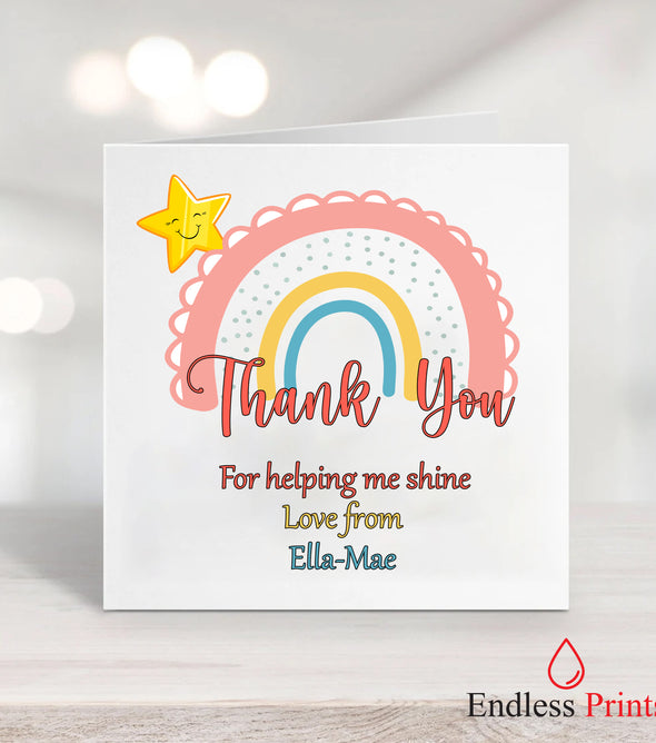 personalised teacher school leaving end of term greeting card