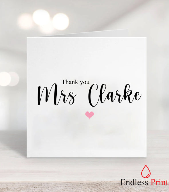 personalised teacher school leaving end of term greeting card