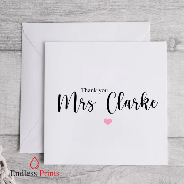 personalised teacher school leaving end of term greeting card