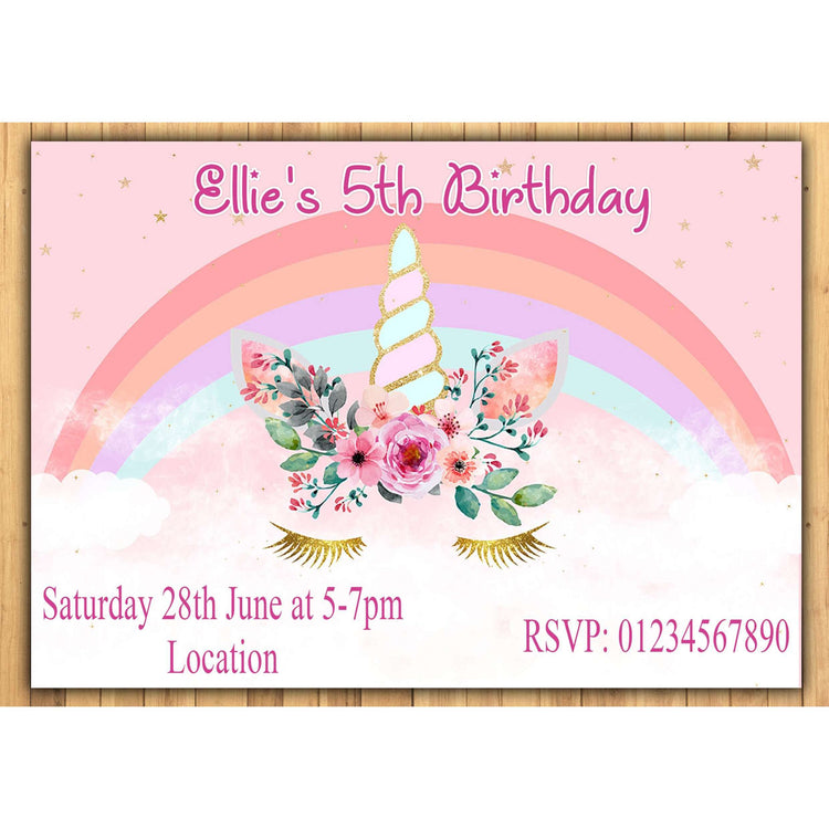 Unicorn Birthday Invitations:EndlessPrintsUK